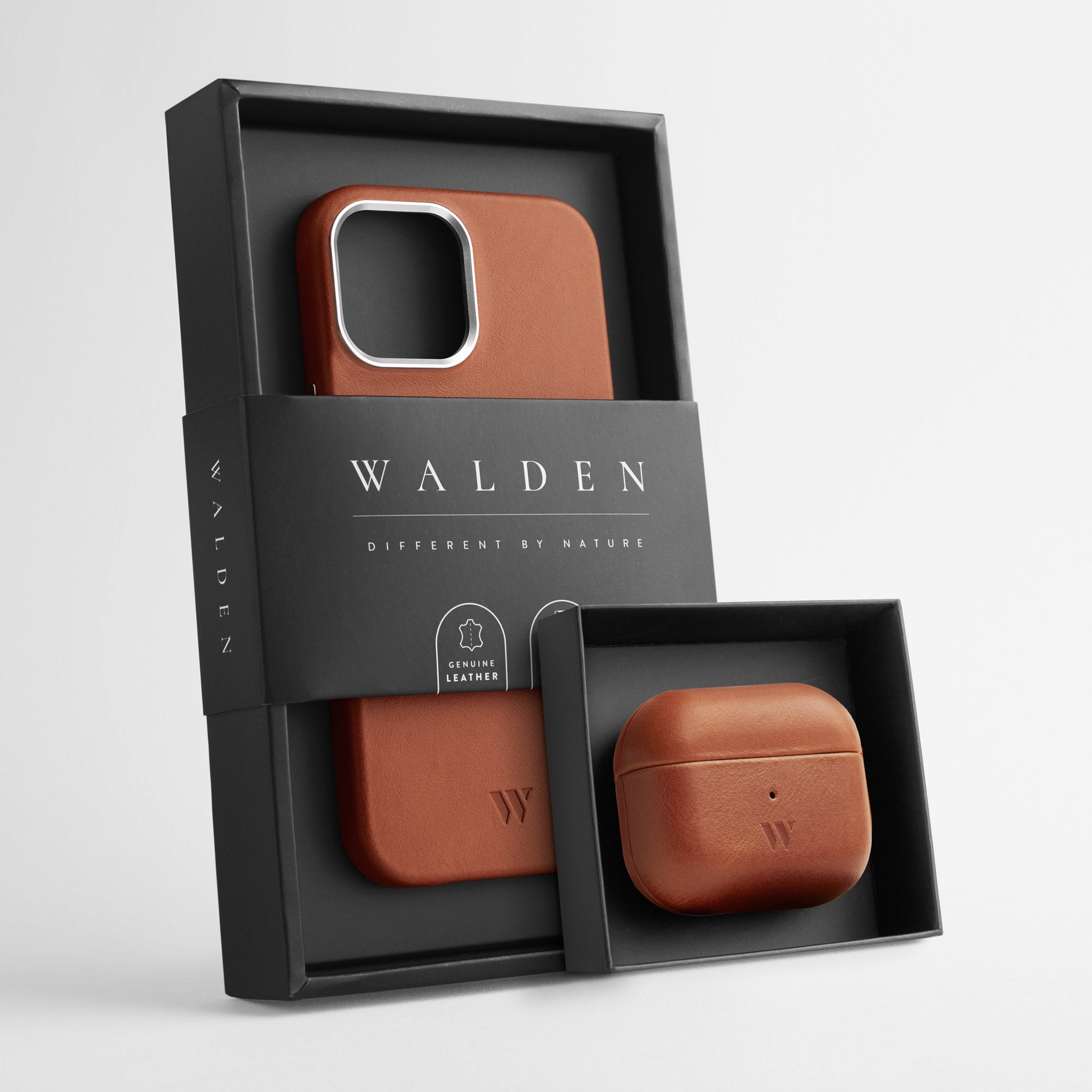 Walden® Funda iPhone + Estuche Airpods de Cuero Genuino · Terra